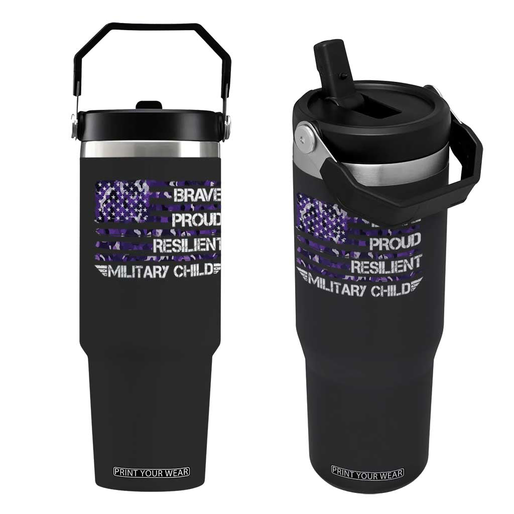 Military Kids Military Child Flip Straw Tumbler Camo American Flag USA Camouflage TS10 One Size: 30 oz Black Print Your Wear