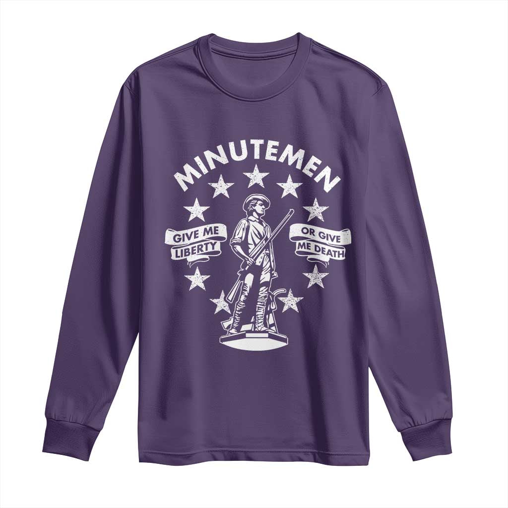 Minutemen Give Me Liberty Or Give Me Death Long Sleeve Shirt US History TS11 Purple Print Your Wear