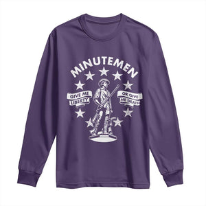 Minutemen Give Me Liberty Or Give Me Death Long Sleeve Shirt US History TS11 Purple Print Your Wear