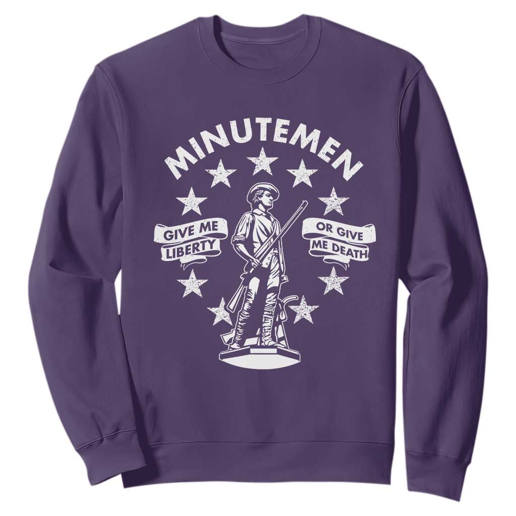 Minutemen Give Me Liberty Or Give Me Death Sweatshirt US History TS11 Purple Print Your Wear