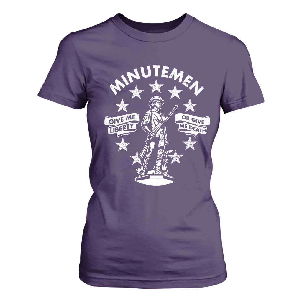 Minutemen Give Me Liberty Or Give Me Death T Shirt For Women US History TS11 Purple Print Your Wear