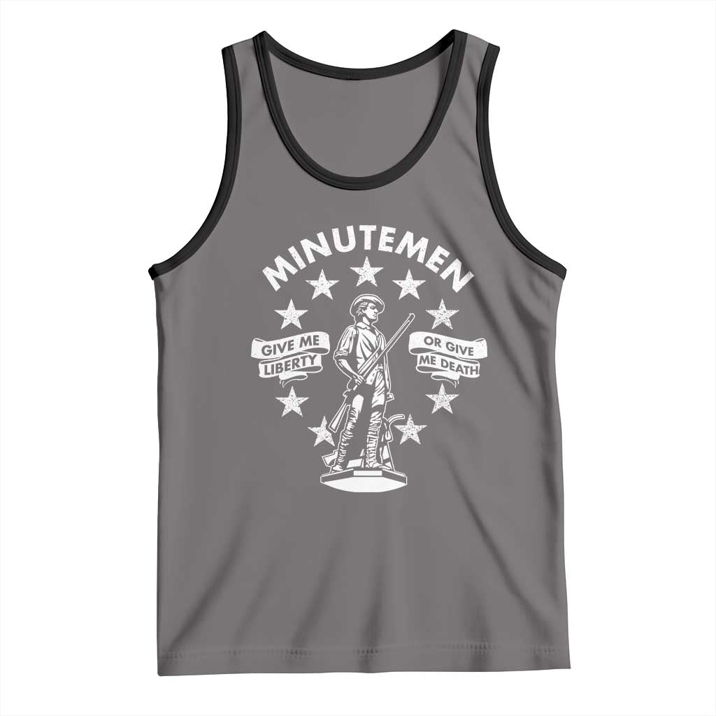 Minutemen Give Me Liberty Or Give Me Death Tank Top US History TS11 Deep Heather Black Print Your Wear
