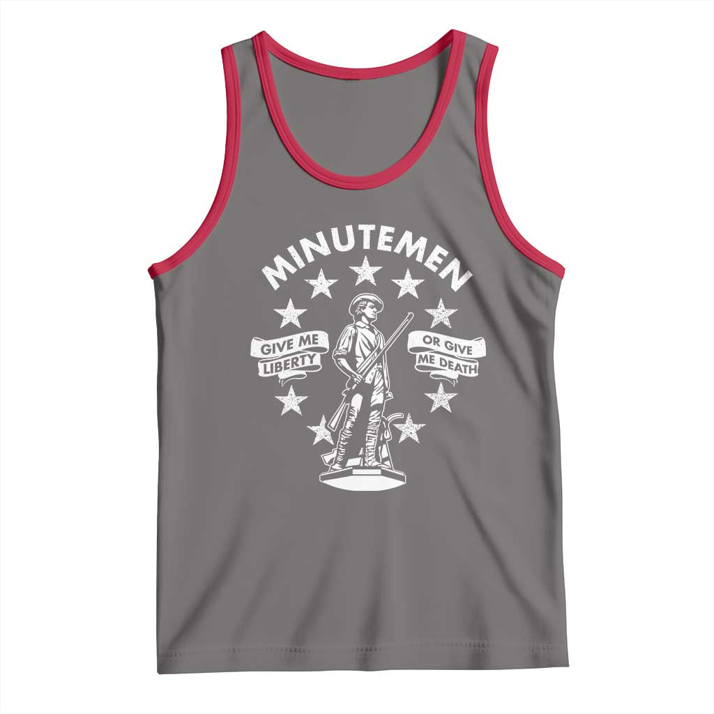 Minutemen Give Me Liberty Or Give Me Death Tank Top US History TS11 Deep Heather Red Print Your Wear