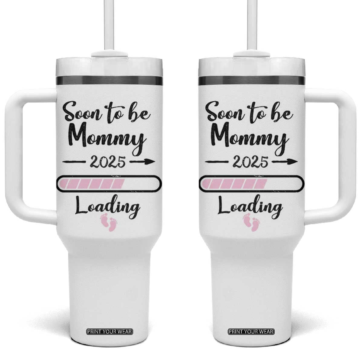 Mom Gifts for Pregnant Women Tumbler With Handle Mothers Day First Time Mommy TB10 One Size: 40 oz White Print Your Wear
