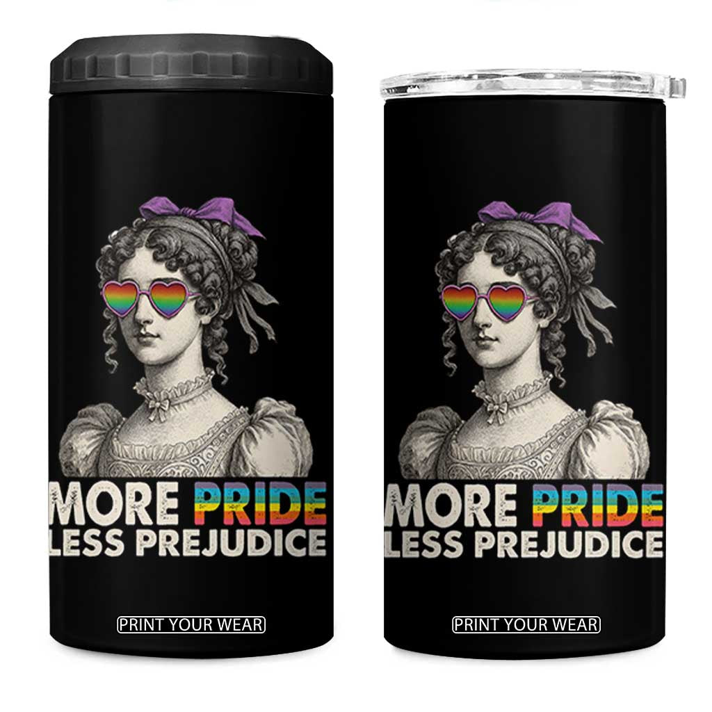 More Pride Less Prejudice 4 in 1 Can Cooler Tumbler LGBTQ Proud Ally Pride Month TS10 One Size: 16 oz Black Print Your Wear