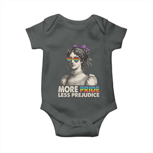 More Pride Less Prejudice Baby Onesie LGBTQ Proud Ally Pride Month TS10 Dark Heather Print Your Wear
