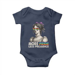 More Pride Less Prejudice Baby Onesie LGBTQ Proud Ally Pride Month TS10 Navy Print Your Wear