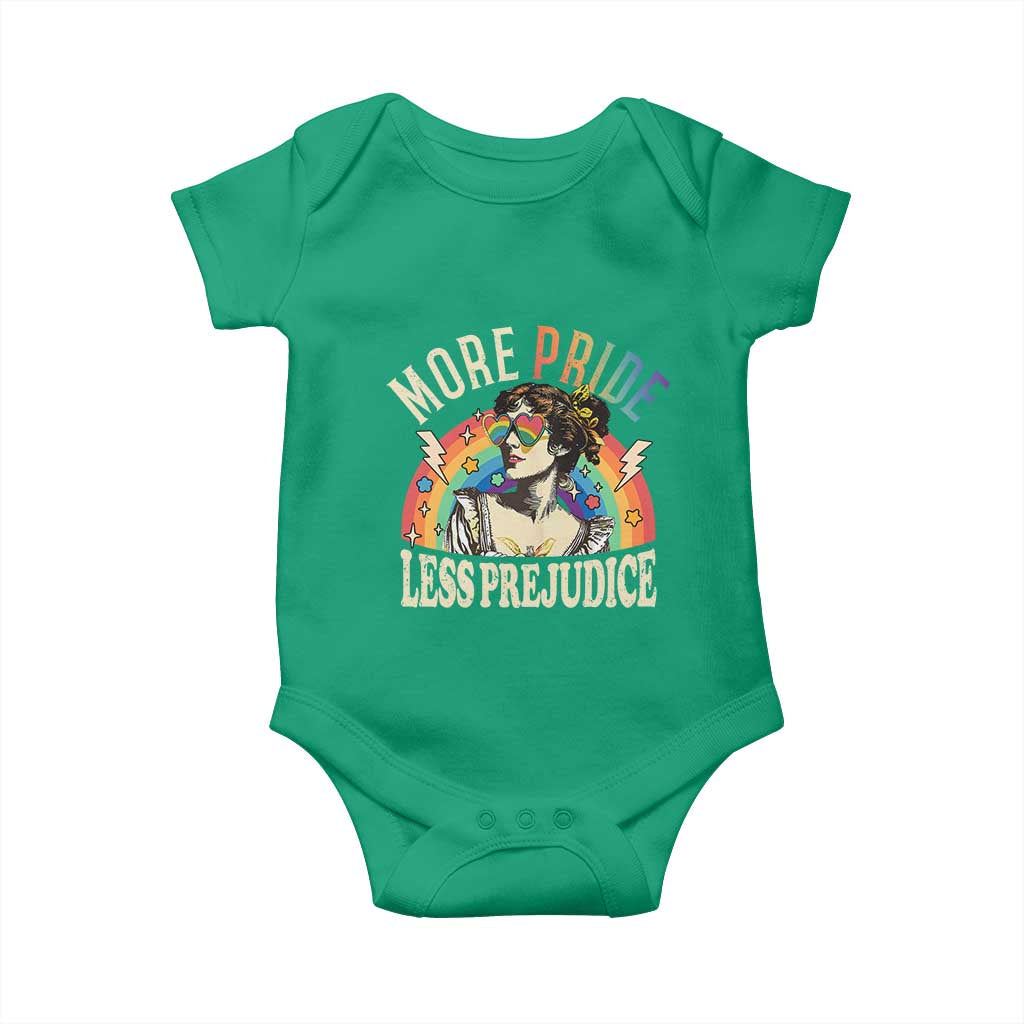 More Pride Less Prejudice Baby Onesie Pride Month LGBTQ Rainbow TS11 Irish Green Print Your Wear