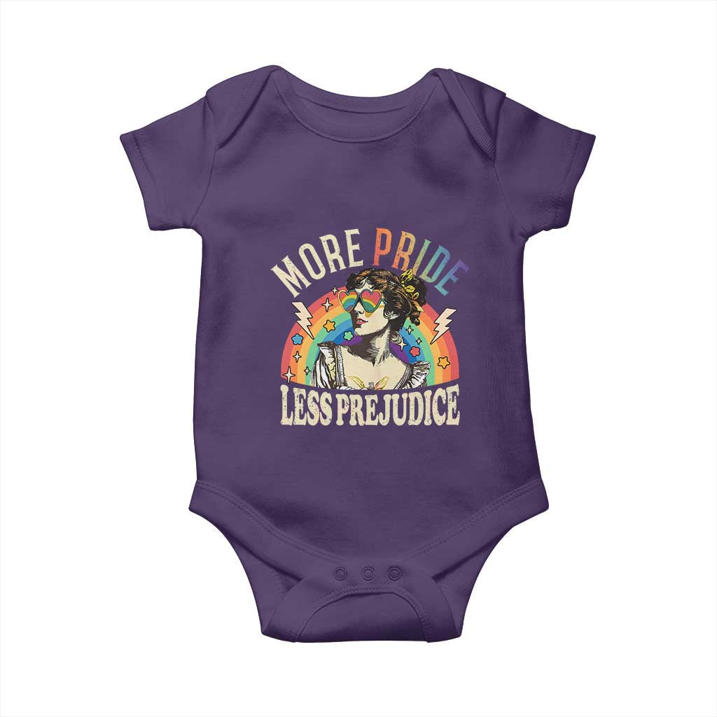 More Pride Less Prejudice Baby Onesie Pride Month LGBTQ Rainbow TS11 Purple Print Your Wear