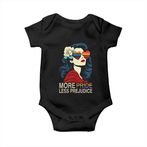 More Pride Less Prejudice Baby Onesie Retro Pride Month LGBTQ Feminist TS02 Black Print Your Wear