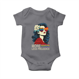 More Pride Less Prejudice Baby Onesie Retro Pride Month LGBTQ Feminist TS02 Charcoal Print Your Wear