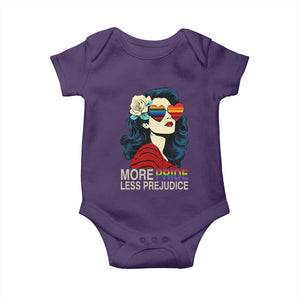 More Pride Less Prejudice Baby Onesie Retro Pride Month LGBTQ Feminist TS02 Purple Print Your Wear