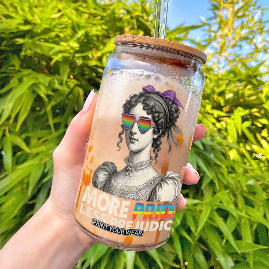 More Pride Less Prejudice Glass Can LGBTQ Proud Ally Pride Month TS10 Print Your Wear