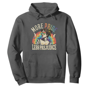 More Pride Less Prejudice Hoodie Pride Month LGBTQ Rainbow TS11 Dark Heather Print Your Wear