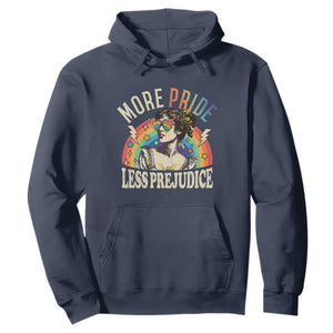More Pride Less Prejudice Hoodie Pride Month LGBTQ Rainbow TS11 Navy Print Your Wear