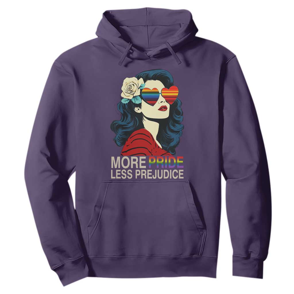 More Pride Less Prejudice Hoodie Retro Pride Month LGBTQ Feminist TS02 Purple Print Your Wear
