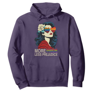 More Pride Less Prejudice Hoodie Retro Pride Month LGBTQ Feminist TS02 Purple Print Your Wear