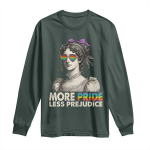 More Pride Less Prejudice Long Sleeve Shirt LGBTQ Proud Ally Pride Month TS10 Dark Forest Green Print Your Wear