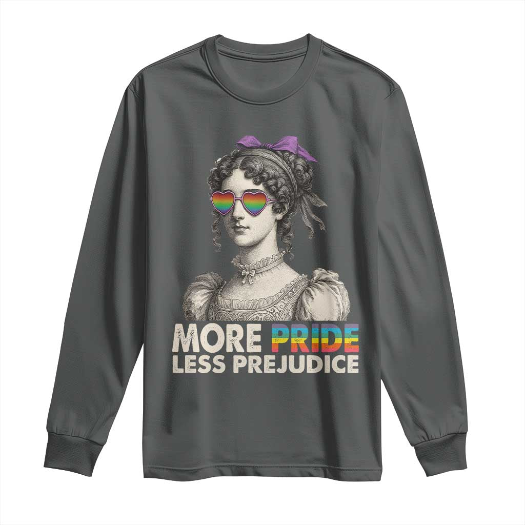 More Pride Less Prejudice Long Sleeve Shirt LGBTQ Proud Ally Pride Month TS10 Dark Heather Print Your Wear