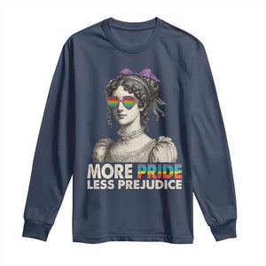 More Pride Less Prejudice Long Sleeve Shirt LGBTQ Proud Ally Pride Month TS10 Navy Print Your Wear