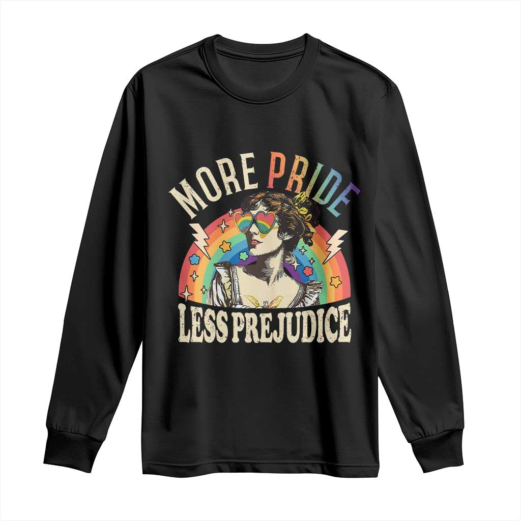 More Pride Less Prejudice Long Sleeve Shirt Pride Month LGBTQ Rainbow TS11 Black Print Your Wear