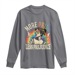 More Pride Less Prejudice Long Sleeve Shirt Pride Month LGBTQ Rainbow TS11 Charcoal Print Your Wear