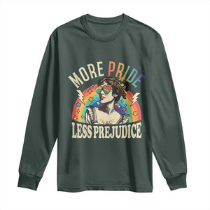 More Pride Less Prejudice Long Sleeve Shirt Pride Month LGBTQ Rainbow TS11 Dark Forest Green Print Your Wear