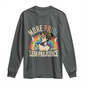 More Pride Less Prejudice Long Sleeve Shirt Pride Month LGBTQ Rainbow TS11 Dark Heather Print Your Wear