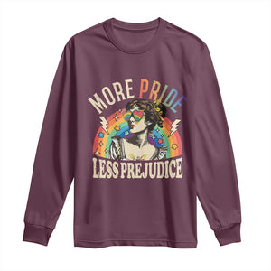 More Pride Less Prejudice Long Sleeve Shirt Pride Month LGBTQ Rainbow TS11 Maroon Print Your Wear