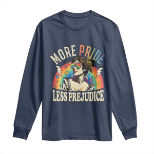 More Pride Less Prejudice Long Sleeve Shirt Pride Month LGBTQ Rainbow TS11 Navy Print Your Wear