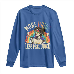 More Pride Less Prejudice Long Sleeve Shirt Pride Month LGBTQ Rainbow TS11 Royal Blue Print Your Wear