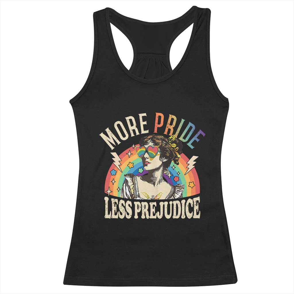 More Pride Less Prejudice Racerback Tank Top Pride Month LGBTQ Rainbow TS11 Black Print Your Wear