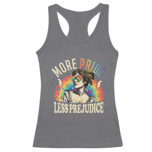 More Pride Less Prejudice Racerback Tank Top Pride Month LGBTQ Rainbow TS11 Charcoal Print Your Wear