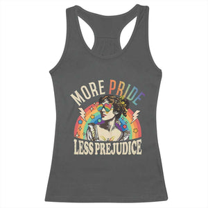 More Pride Less Prejudice Racerback Tank Top Pride Month LGBTQ Rainbow TS11 Dark Heather Print Your Wear