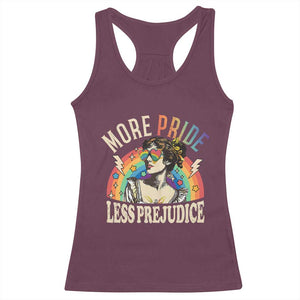 More Pride Less Prejudice Racerback Tank Top Pride Month LGBTQ Rainbow TS11 Maroon Print Your Wear