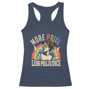More Pride Less Prejudice Racerback Tank Top Pride Month LGBTQ Rainbow TS11 Navy Print Your Wear