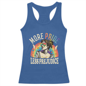 More Pride Less Prejudice Racerback Tank Top Pride Month LGBTQ Rainbow TS11 Royal Blue Print Your Wear