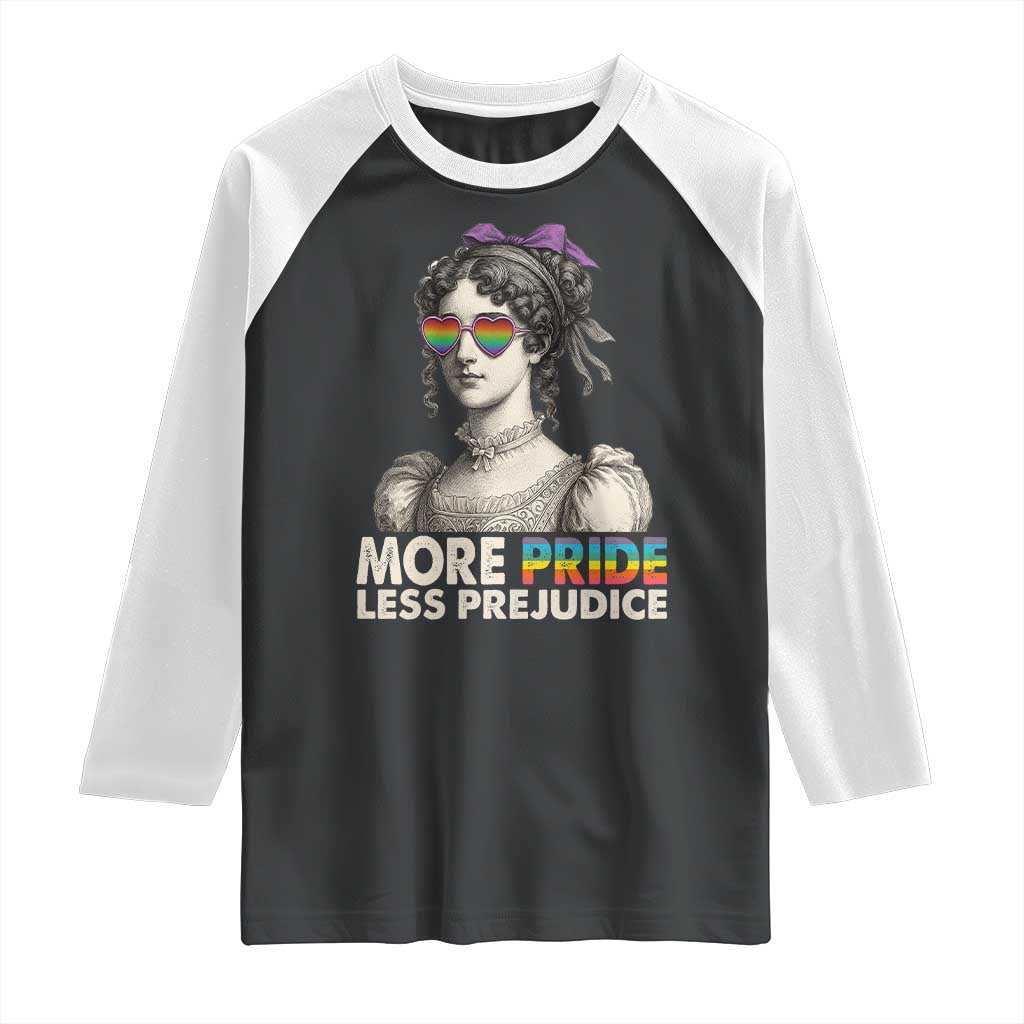 More Pride Less Prejudice Raglan Shirt LGBTQ Proud Ally Pride Month TS10 Black White Print Your Wear