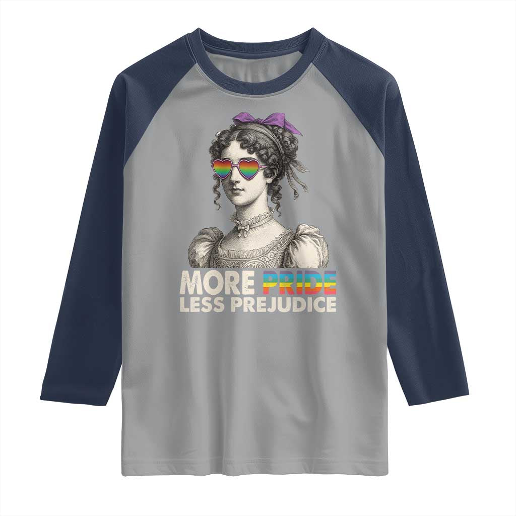 More Pride Less Prejudice Raglan Shirt LGBTQ Proud Ally Pride Month TS10 Sport Gray Navy Print Your Wear