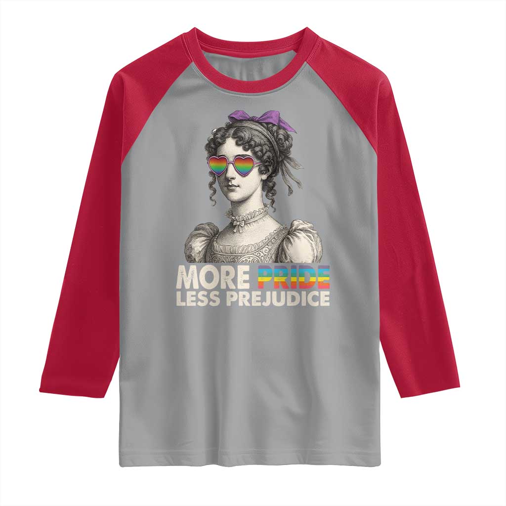 More Pride Less Prejudice Raglan Shirt LGBTQ Proud Ally Pride Month TS10 Sport Gray Red Print Your Wear