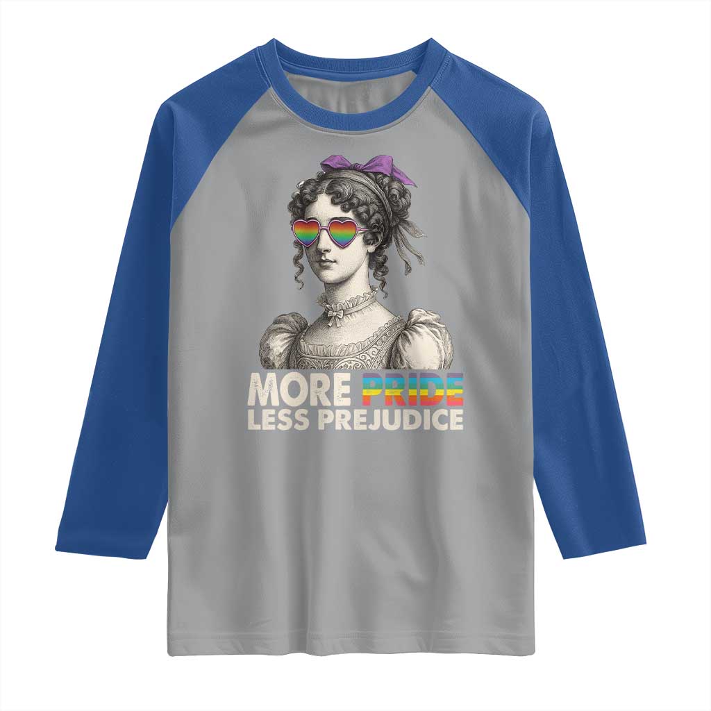 More Pride Less Prejudice Raglan Shirt LGBTQ Proud Ally Pride Month TS10 Sport Gray Royal Print Your Wear