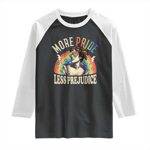 More Pride Less Prejudice Raglan Shirt Pride Month LGBTQ Rainbow TS11 Black White Print Your Wear