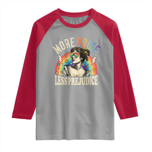 More Pride Less Prejudice Raglan Shirt Pride Month LGBTQ Rainbow TS11 Sport Gray Red Print Your Wear