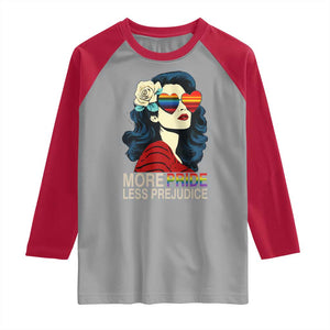 More Pride Less Prejudice Raglan Shirt Retro Pride Month LGBTQ Feminist TS02 Sport Gray Red Print Your Wear
