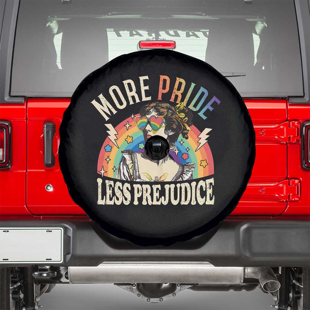More Pride Less Prejudice Spare Tire Cover Pride Month LGBTQ Rainbow TS11 Black Print Your Wear