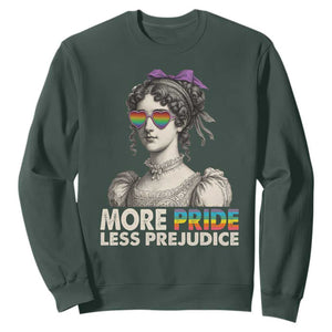 More Pride Less Prejudice Sweatshirt LGBTQ Proud Ally Pride Month TS10 Dark Forest Green Print Your Wear