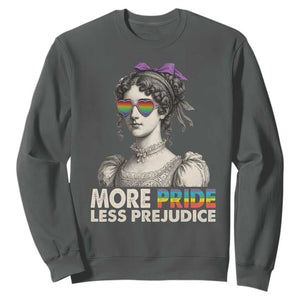More Pride Less Prejudice Sweatshirt LGBTQ Proud Ally Pride Month TS10 Dark Heather Print Your Wear