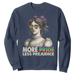 More Pride Less Prejudice Sweatshirt LGBTQ Proud Ally Pride Month TS10 Navy Print Your Wear