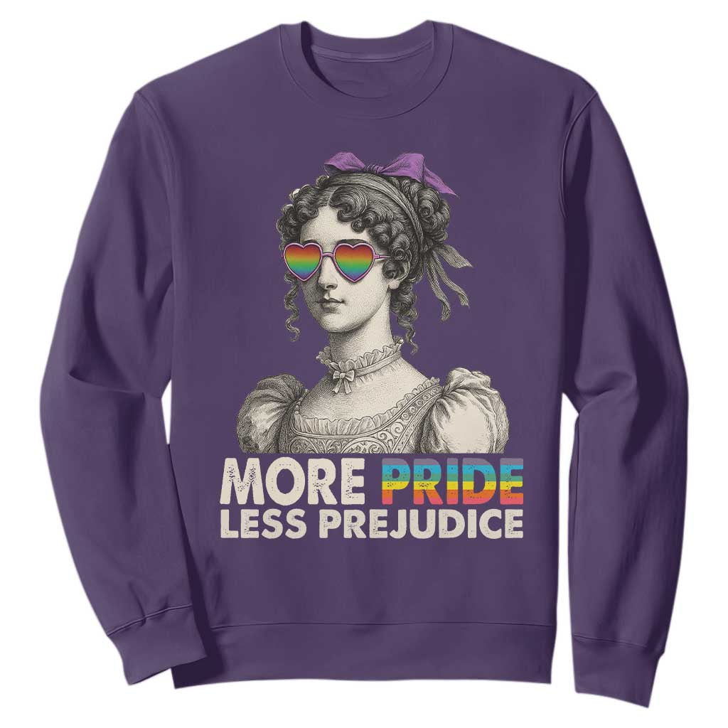 More Pride Less Prejudice Sweatshirt LGBTQ Proud Ally Pride Month TS10 Purple Print Your Wear