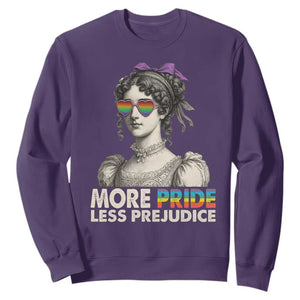 More Pride Less Prejudice Sweatshirt LGBTQ Proud Ally Pride Month TS10 Purple Print Your Wear